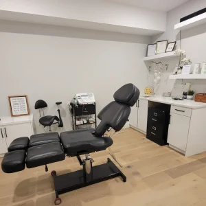 Electrolysis treatment chair and equipment at RazorFree clinic in Nanaimo